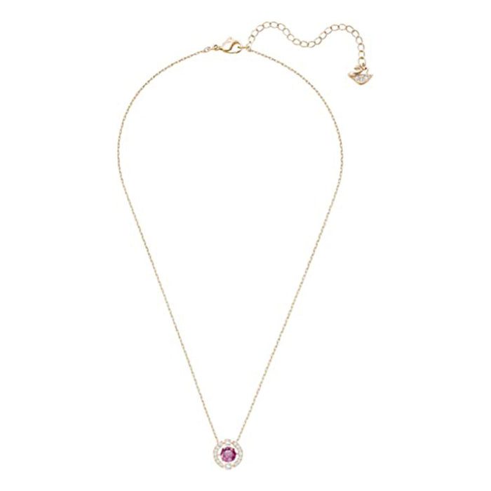 Swarovski Women's White Crystal Pink Stone Rose Gold Tone Finish Plated Sparking Dance Necklace - SV-5279421