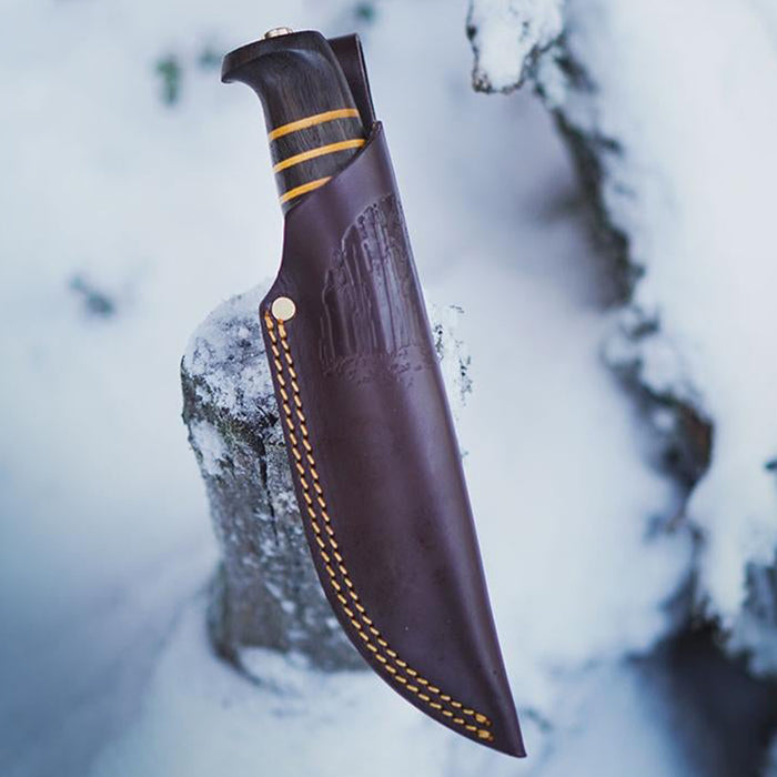 Helle Dark Oak Dyed Leather Handle Triple Laminated Stainless Steel Blade Knife - HELLE672