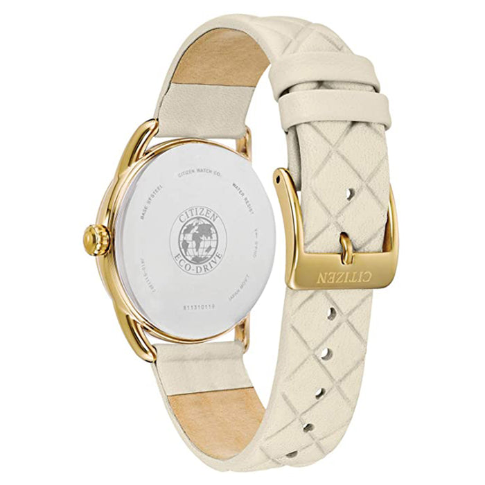 Citizen Womens 'Drive' Quartz Beige Dial Stainless Steel White Leather Band Casual Watch - FE6082-08P