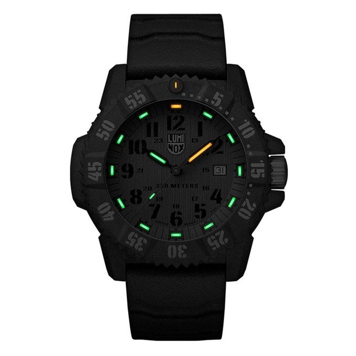 Luminox Men's Master Carbon Seal 3800 Series Gray Rubber Strap Green Dial Quartz Analog Watch - XS.3813.L - WatchCo.com