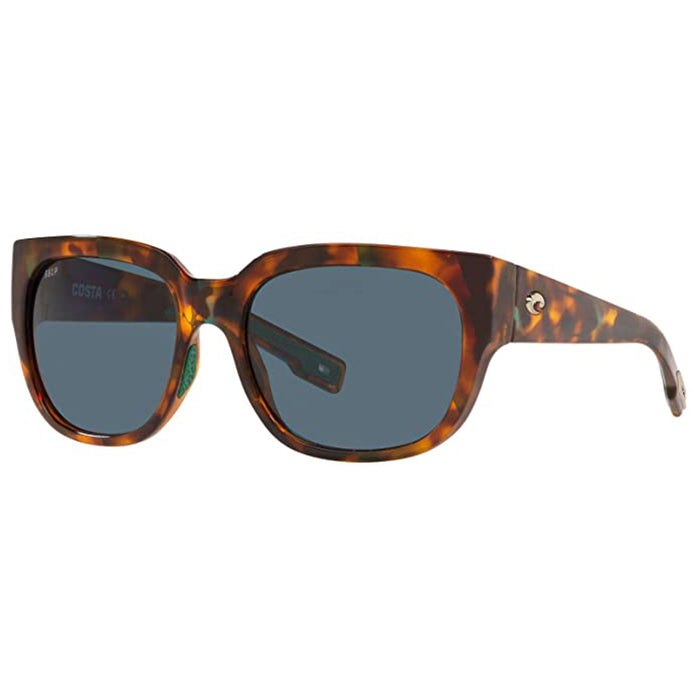 Costa Del Mar Womens Rectangular Shiny Palm Tortoise Polarized Sunglasses - WTW250OGP