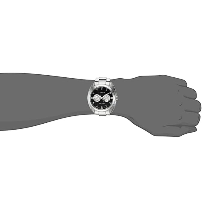 Citizen Mens Dress Japanese-Quartz Black Dial Silver Stainless-Steel Strap Silver Watch - BU4010-56E