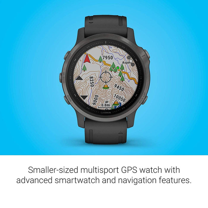 Garmin fenix 6S Sapphire Carbon Gray DLC / Black Band Black Digital Dial Multisport GPS Smart Watch - 010-02159-24