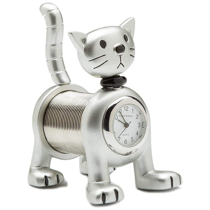 TOKYObay Silver Cat Clock - C491-MS