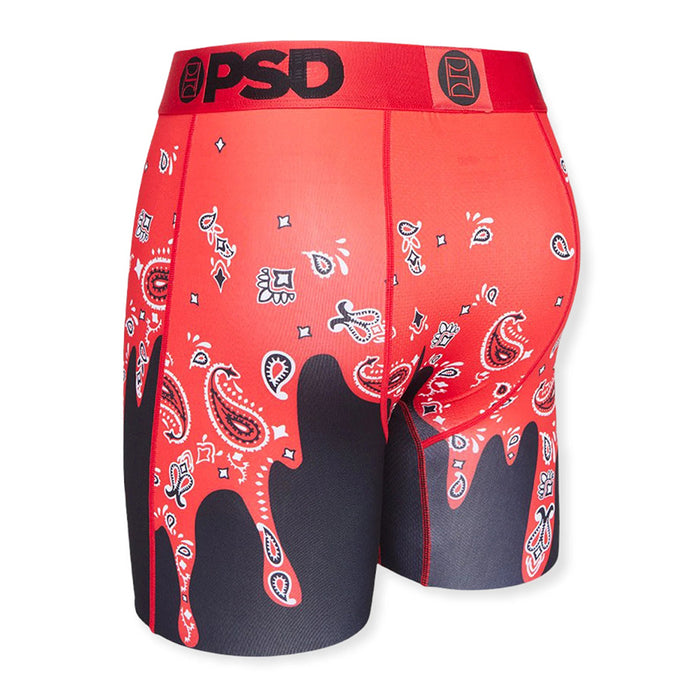 PSD Mens Red/Bandana Melt Red Stretch Elastic Wide Band Boxer Brief Underwear - 122180037-RED