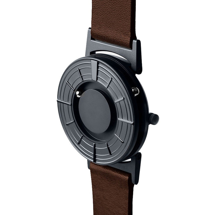 Eone Unisex Bradley Edge Graphite Grey Stainless Steel Case Brown Leather Band Grey Dial Watch - BR-EDGE-GT