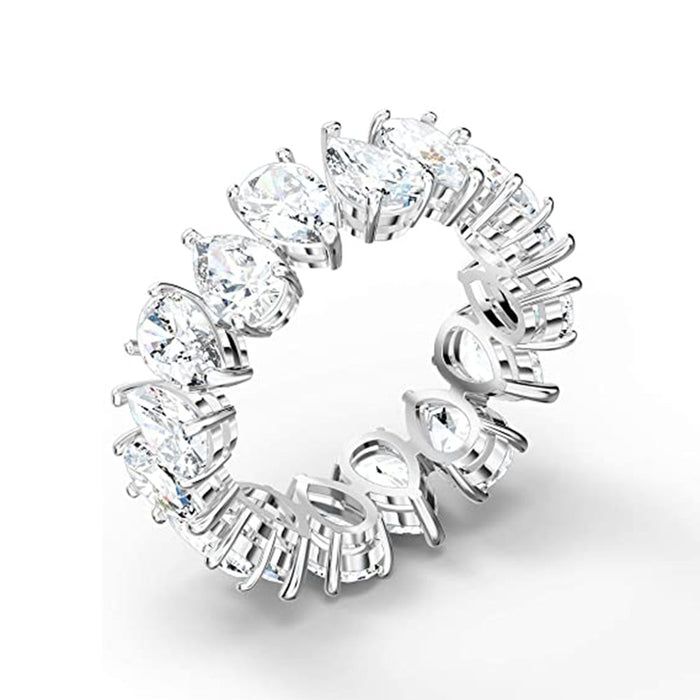 Swarovski Women's White Crystal Stones Rhodium Plated Vittore Pear Shaped Ring - 5572825