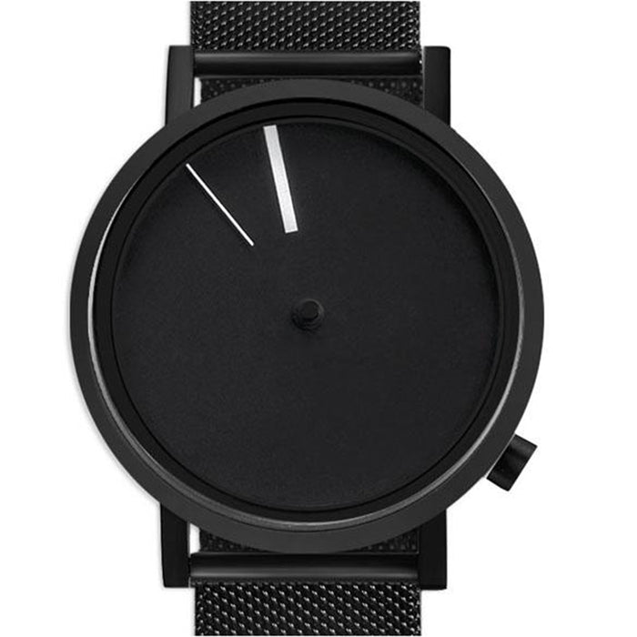 Projects Men's Stainless Steel Black Silicone Band Black Dial  Watch - 7295BSS