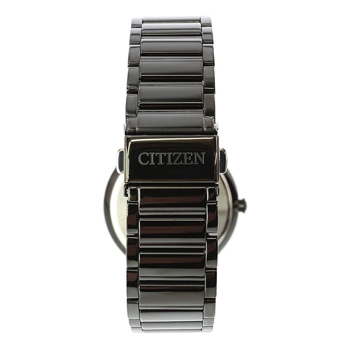 Citizen Quartz Mens Black Stainless Steel Case Black Bracelet Black Dial Round Watch - BI5017-50E