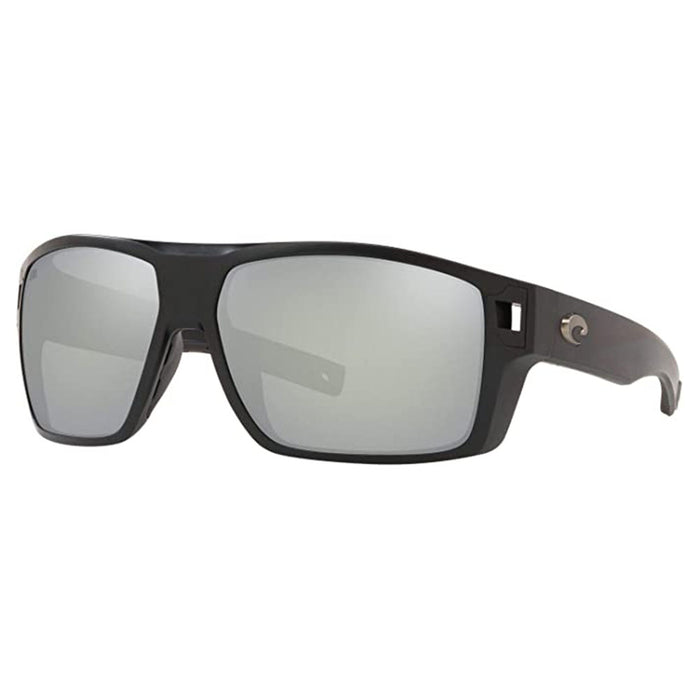 Costa Del Mar Men's Matte Black Frame Grey Silver Mirror Lens Polarized Diego Rectangular Sunglasses - DG011OSGGLP