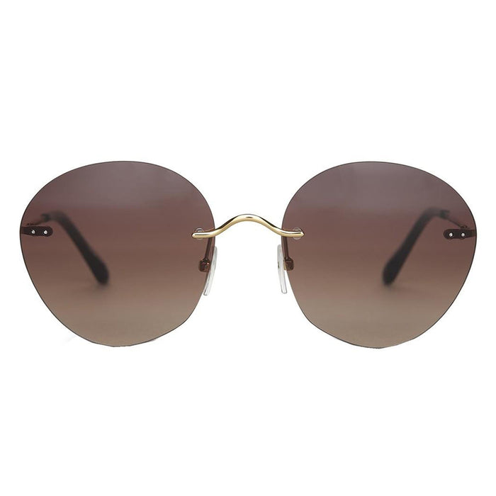 Womens Brown Frame Mirror Lens Round Sunglasses - 10012341