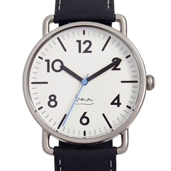 Projects Men's Witherspoon Michael Graves Stainless Watch - Black Leather Strap - White Dial - 7105W