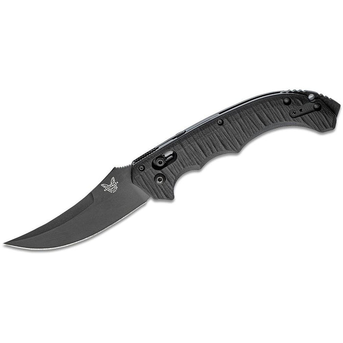 Benchmade Bedlam AUTO-AXIS Black Scimitar Plain Blade Black G-10 Handle Knife - BM-8600BK