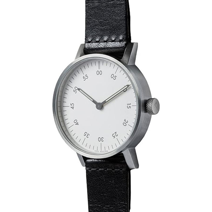 Void Unisex Stainless Steel Case and Black Leather Strap White Dial Silver Watch - V03B-BR/TB/WH