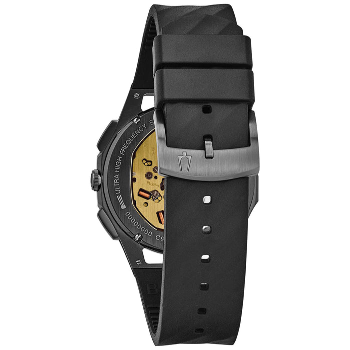 Bulova CURV Chronograph Black and Dark Grey Titanium Dial with Rose Gold-tone Accents Quartz Watch - 98A162