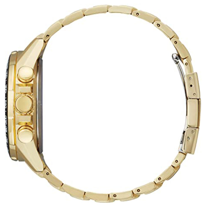 Citizen Mens Eco-Drive Chronograph Gold-Tone Stainless Steel Bracelet Black Dial Watch - CB5912-50E