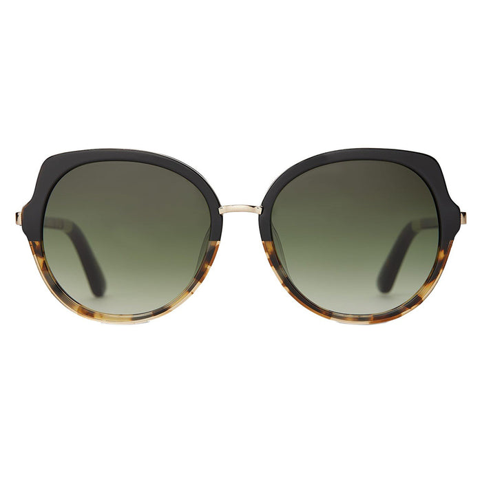Lottie Womens Black Tortoise Frame Olive Mirror Lens Round Sunglasses - 10011363