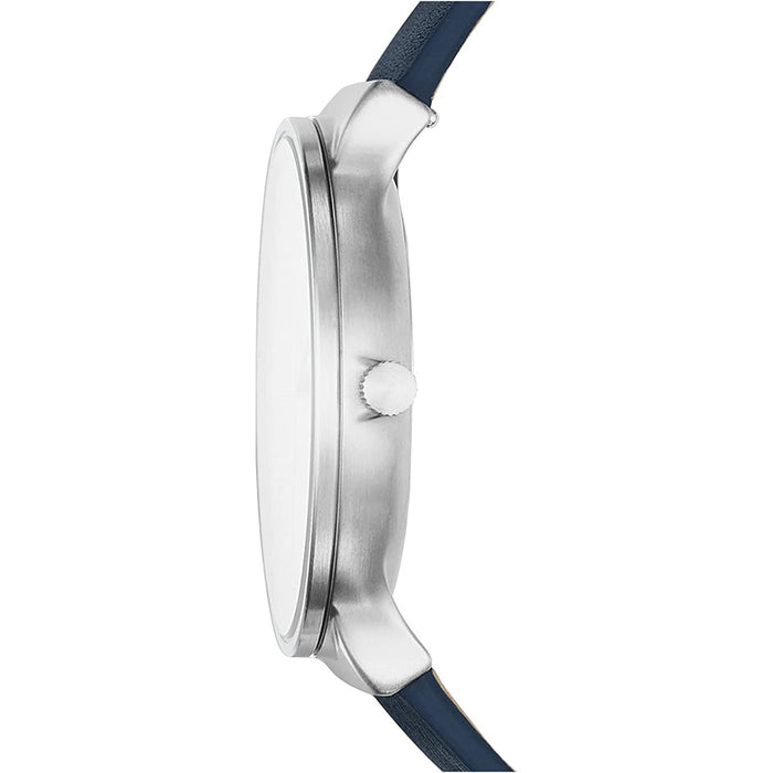 Skagen Ancher Mens Round Analog Quartz Display White Dial Blue Band Stainless Steel Watch - SKW6455