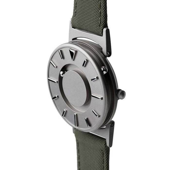 Eone Bradley Classic Mens Titanium Case Green Canvas Strap Silver Watch - BR-C-GREEN