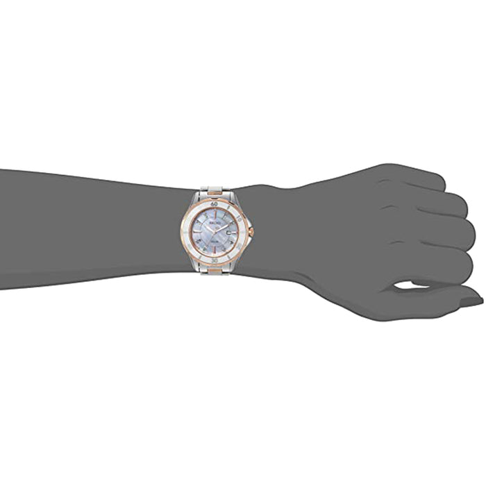 Seiko Womens Diamond Solar Japanese-Quartz Mother of Pearl Dial Two-Tone Strap Watch - SUT340