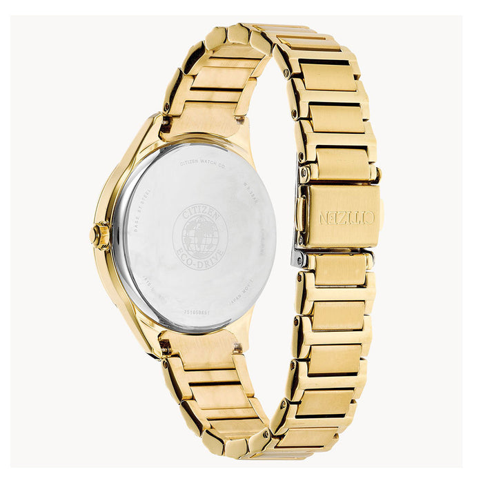 Citizen Womens Silver Dial Yellow Gold-tone Band Stainless Steel Japanese Quartz Watch - FE6102-53A
