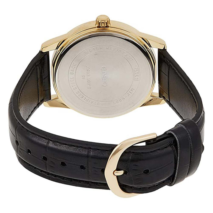 Casio Men's White Dial Black Leather Band Japanese Quartz Watch - MTP-V001GL-7BUDF