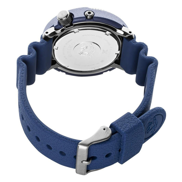 Seiko Solar Diver Mens Blue Silicone Rubber Band Chronograph Camo Blue Quartz Dial Watch - SNE533