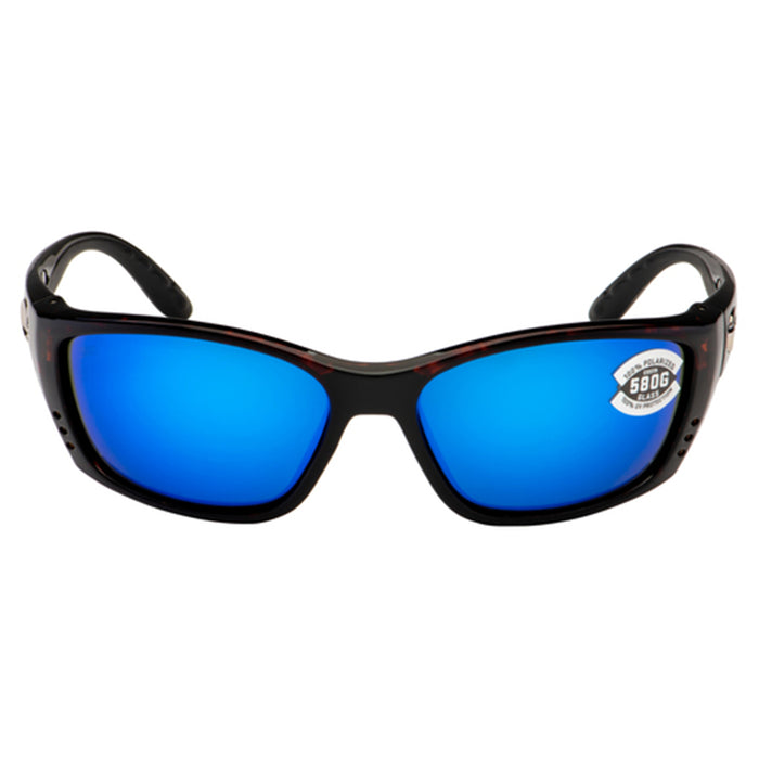 Costa Del Mar Mens Fisch Tortoise Frame Blue Mirror Polarized Lens Rectangular Sunglasses - FS10OBMGLP