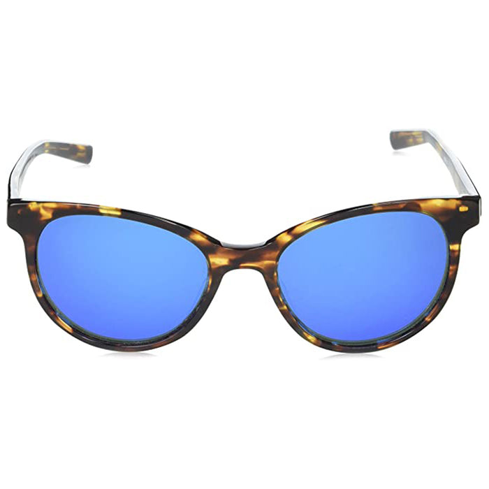 Costa Del Mar Womens Isla Round Shiny Tortoise Blue Mirrored Polarized Sunglasses - ISA10OBMGLP