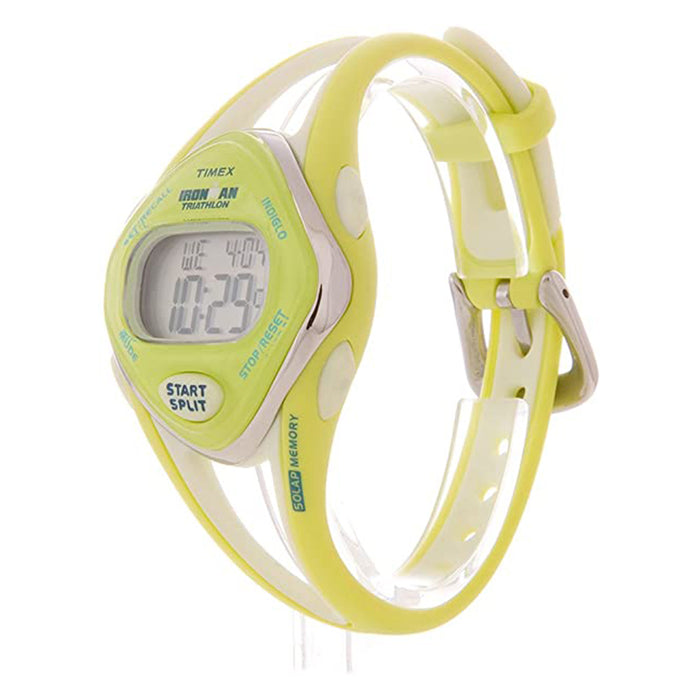 Timex Womens Ironman Silver Dial Sleek Mid-Size Lime Resin Strap Watch - T5K656