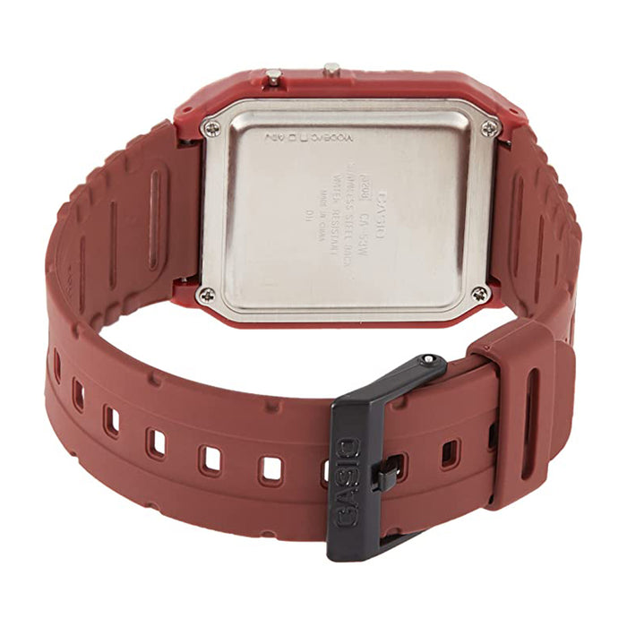 Casio Unisex Red Plastic Band Digital Quartz Watch - CA-53WF-4BDF