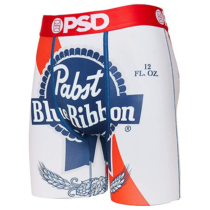 PSD Mens PBR Pabst Blue Ribbon Vintage Can Urban Stretch Wide Band Boxers Briefs Underwear - 121180083-WHT-XL
