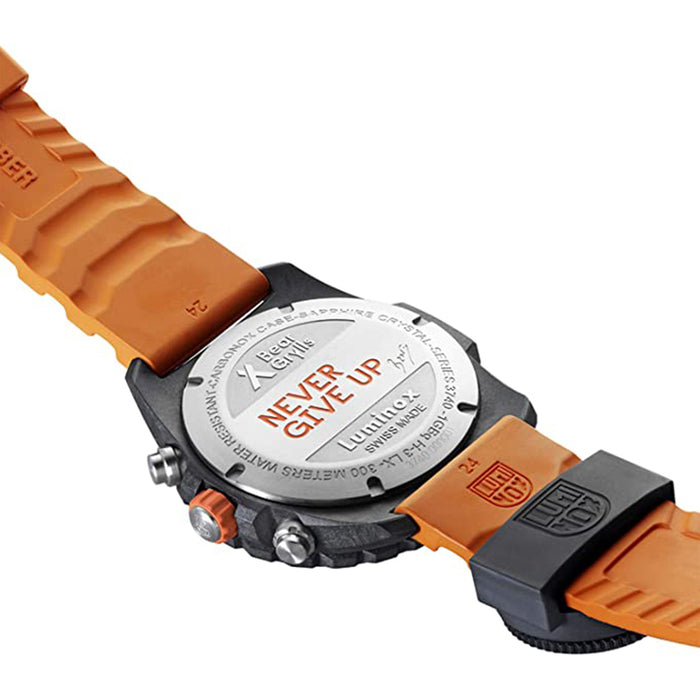 Luminox Mens Black Dial Orange Rubber Band Swiss Quartz Watch - XB.3749