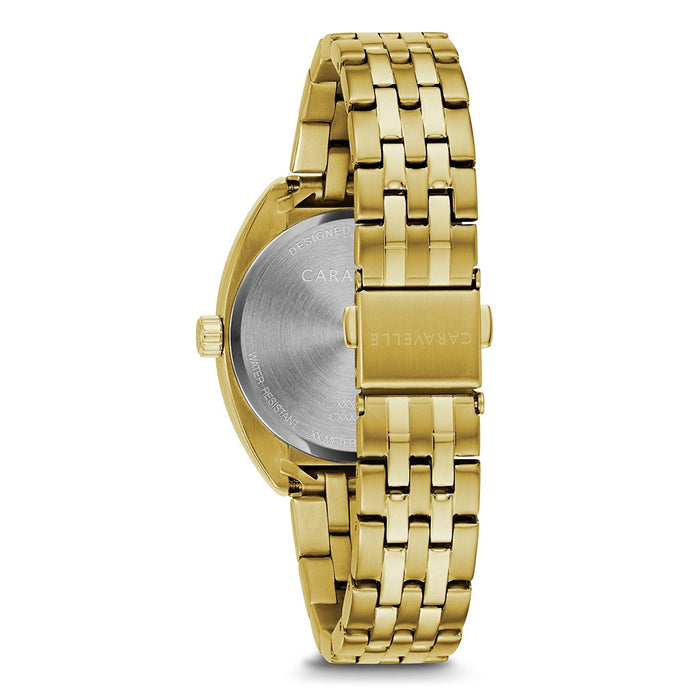 Caravelle Dress Womens Gold Tone Steel Bracelet Band Gold Quartz Dial Watch - 44L250