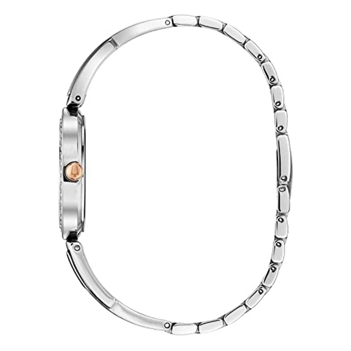 Bulova Womens Watch Gift Set Silver Dial Crystal Quartz MOP Bracelet - 98X121