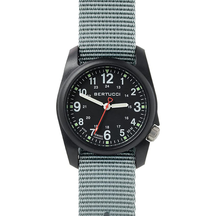 Bertucci Unisex Black Dial Vintage Drab Nylon Band Japanese Quartz Watch - 11107