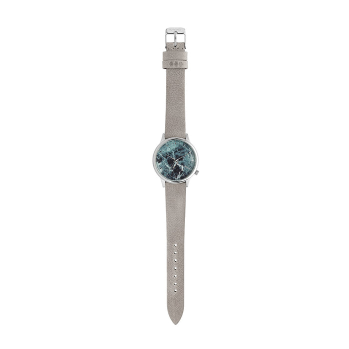Komono Mens Estelle Marble Leather Band Grey Quartz Dial Watch - KOM-W2473