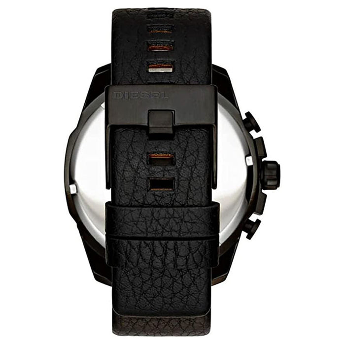 Diesel Mens Iridescent Dial Black leather Band Quartz Watch - DZ4323