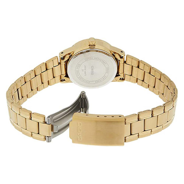 Casio Women's White Dial Gold Stainless Steel Band Japanese Quartz Watch - LTP-V002G-7B2UDF