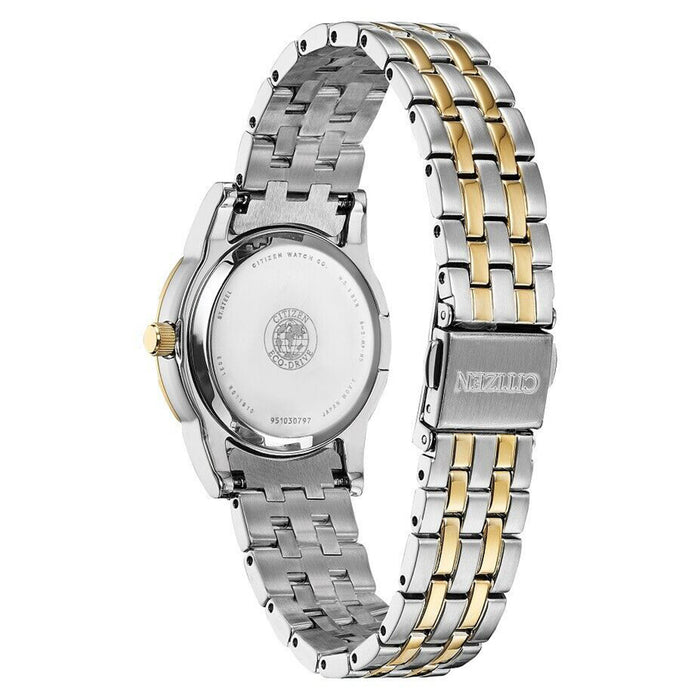 Citizen  Womens Silhouette Crystal White Dial Two Tone Stainless Steel Band Watch - EM0774-51D