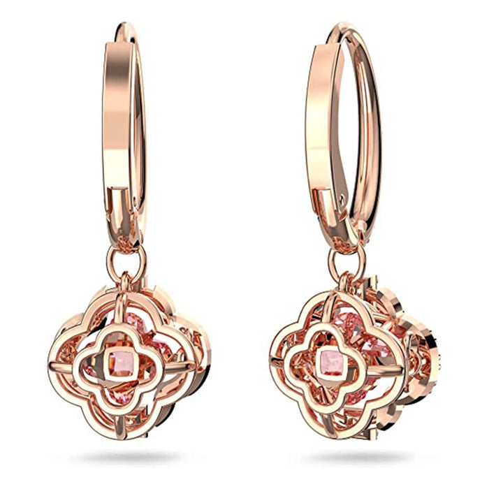 Swarovski Women's White Stone Rose Gold Tone Finish Pink Crystals Sparking Dance Earrings - 5516477