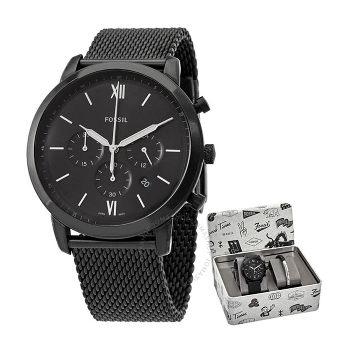 Fossil Mens Black Dial Band Stainless Steel Chronograph Quartz Watch- FS5786SET