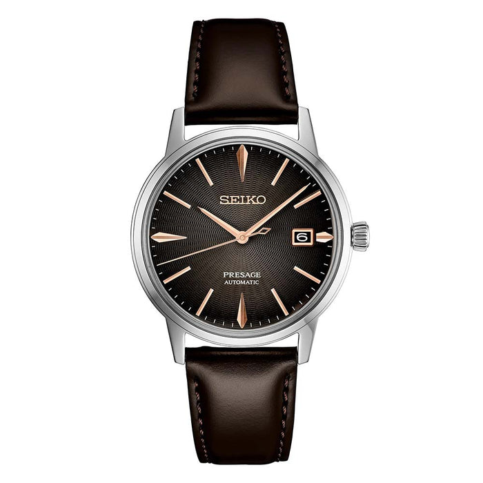 Seiko Men's Brown Dial Leather Band Automatic Watch - SRPJ17