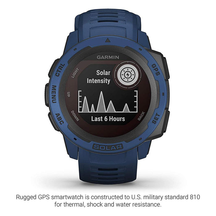 Garmin Instinct Tidal Blue Silicone Band Digital Dial Solar GPS Smart Watch - 010-02293-11