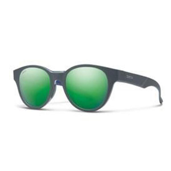 SMITH Optics Snare Unisex Matte Smoke Blue Frame Polarized Green Mirror Lens Round Sunglasses - SNPPGMMSBL