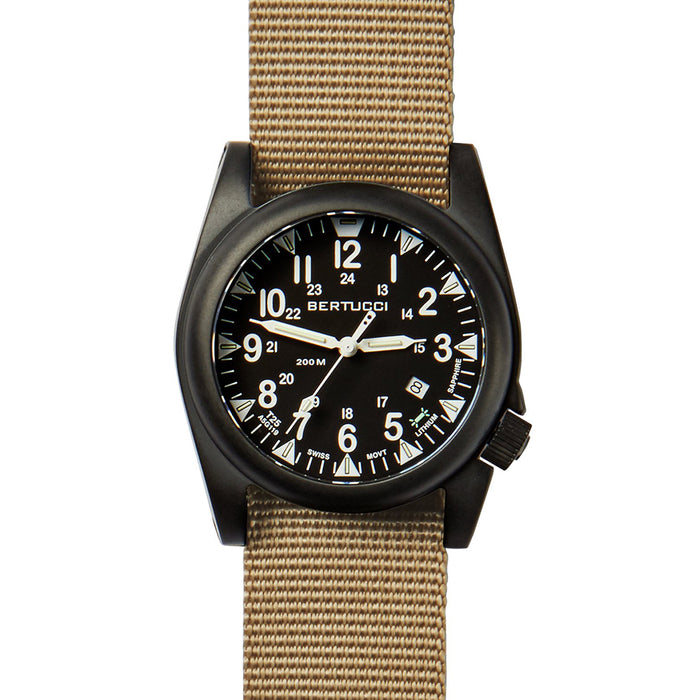 Bertucci A-5S Ballista Illuminated Men's Heavy-Duty Defender Khaki Nylon Band Black Quartz Dial Watch - 13552