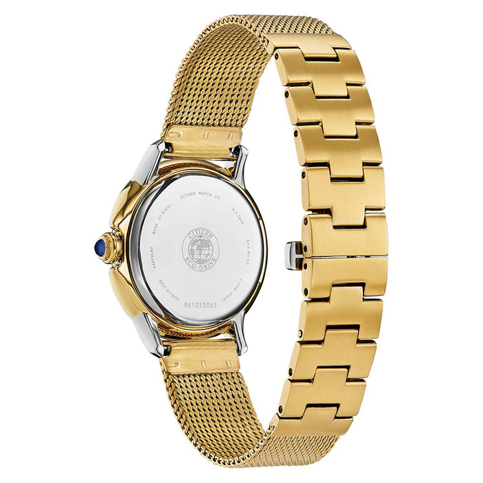 Citizen Women's Eco-Drive Ceci Diamond Accent Mother-of-Pearl Dial Gold Tone Band Stainless Steel Watch - EM0794-54D