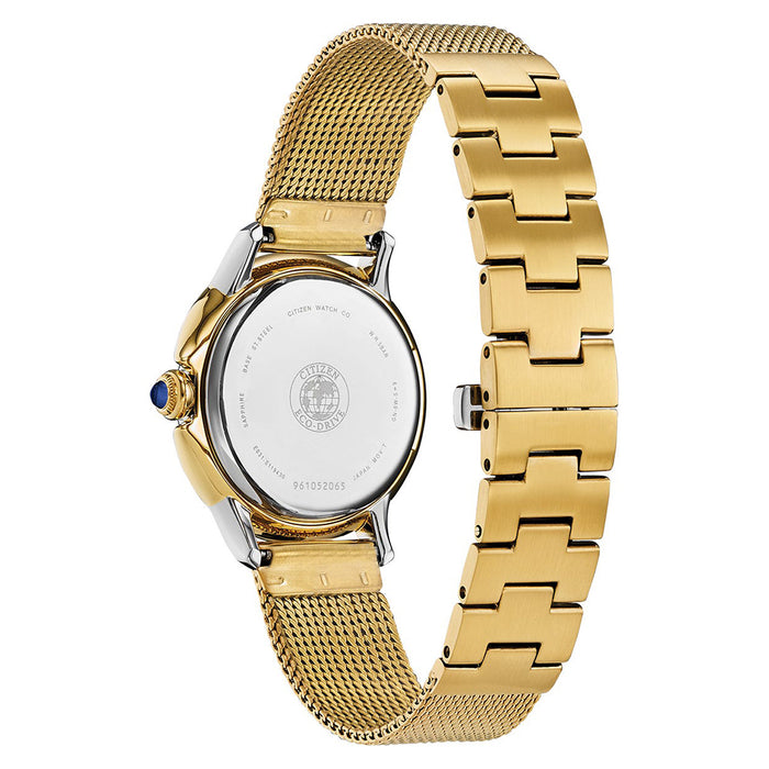 Citizen Womens Eco-Drive Ceci Diamond Accent Mother-of-Pearl Dial Gold Tone Band Stainless Steel Watch - EM0794-54D