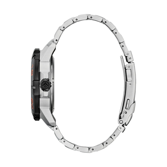 Citizen Promaster Eco Drive Men's Silver Stainless Steel Strap Black/Orange Quartz Dial Watch - BJ7129-56E