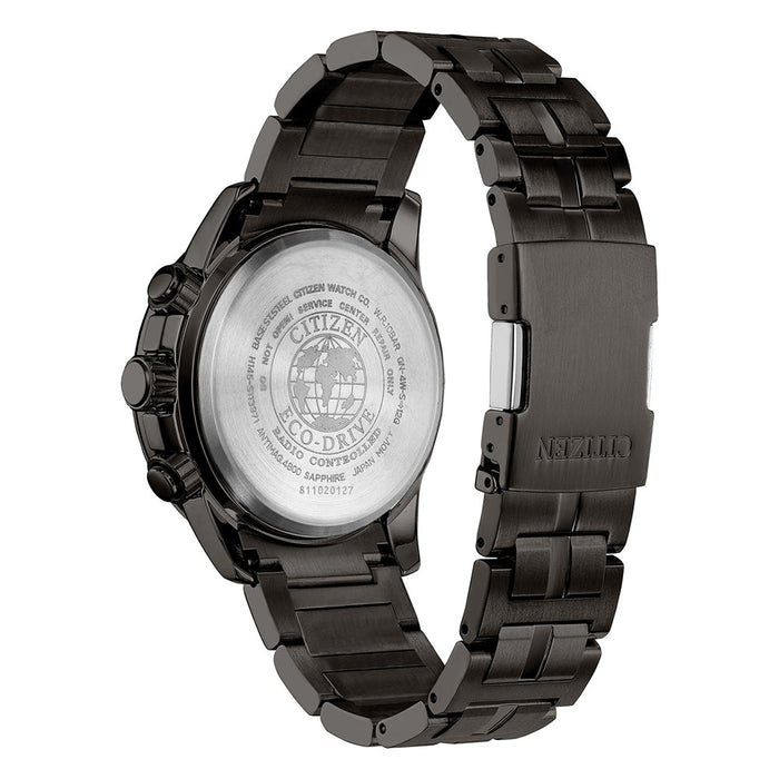 Citizen Eco-Drive Men's PCAT Gray Stainless Steel Bracelet Black Dial Atomic Watch - CB5887-55H